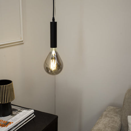 Miles Smokey Hängelampe Dimehouse Anthrazit LxBxH 29x22x22 Glas Stimmungsvolle Fotofrontansicht
