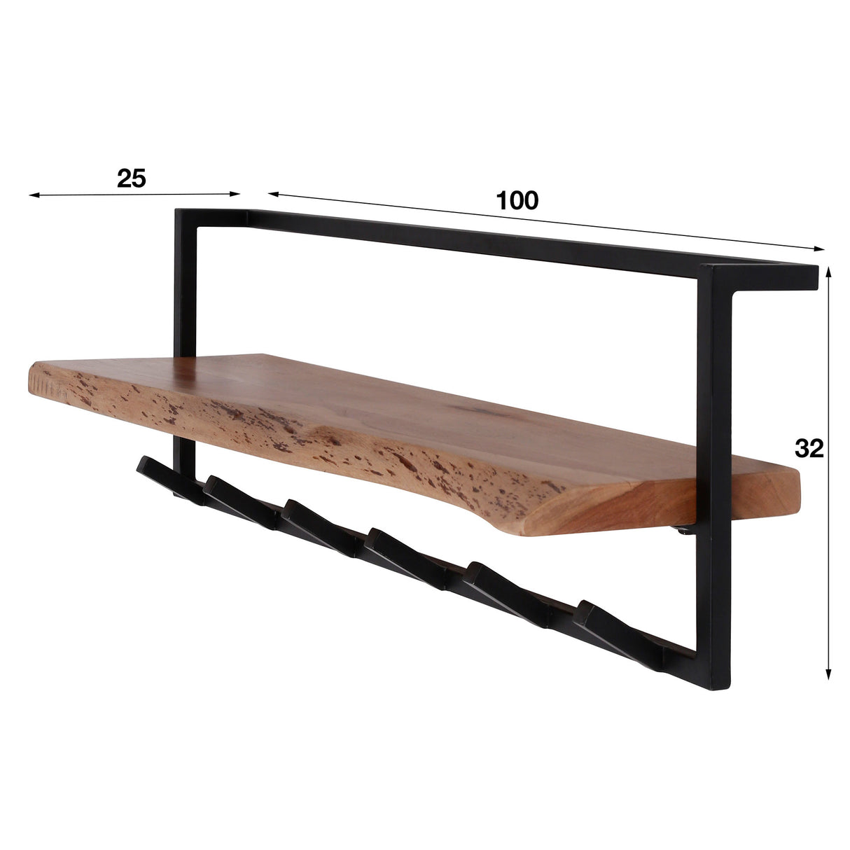 Garderobenständer Dewi DH Interior Akazie LxBxH 104x36x17 Akazienholz Weiß Foto Größenangabe