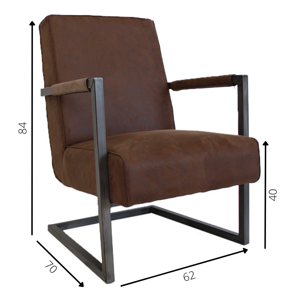 Sessel Tiger Dimehouse Braun LxBxH 69x58x41 Öko-Leder Weiße Fotogrößenangabe