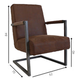 Sessel Tiger Dimehouse Braun LxBxH 69x58x41 Öko-Leder Weiße Fotogrößenangabe
