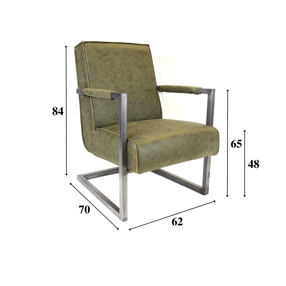 Sessel Tiger Dimehouse Grün LxBxH 69x58x41 Öko-Leder Weiße Fotogrößenangabe