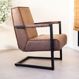 Sessel Tiger Dimehouse Taupe LxBxH 69x58x49 Öko-Leder Stimmungsvolle Foto-Seitenansicht