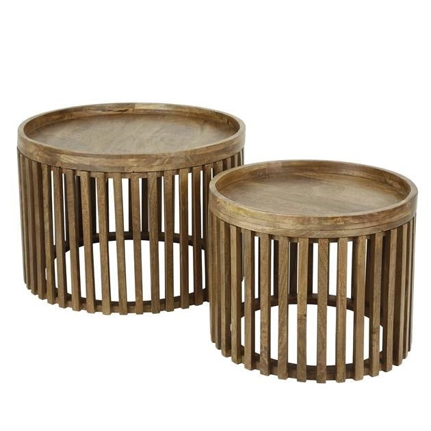 Couchtisch Tory DH Interior Mango LxBxH 70x70x45 Mangoholz Weißes Foto, diagonale Vorderansicht