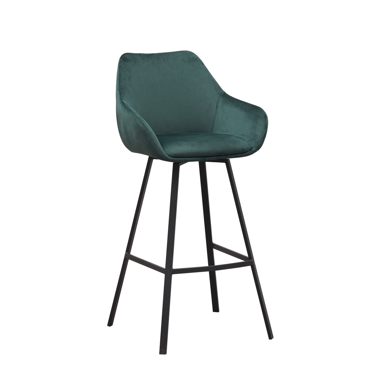 Barhocker Elise Samt Dimehouse Grün LxBxH 95x59x57 Samt Weißes Foto, diagonale Vorderansicht