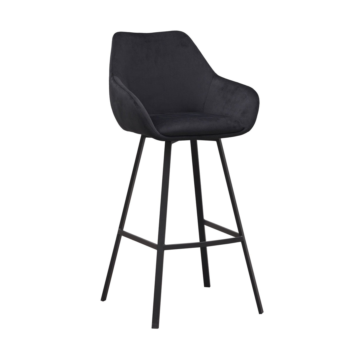 Barhocker Elise Samt Dimehouse Schwarz LxBxH 95x59x57 Samt Weißes Foto, diagonale Vorderansicht
