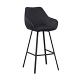 Barhocker Elise Samt Dimehouse Schwarz LxBxH 95x59x57 Samt Weißes Foto, diagonale Vorderansicht