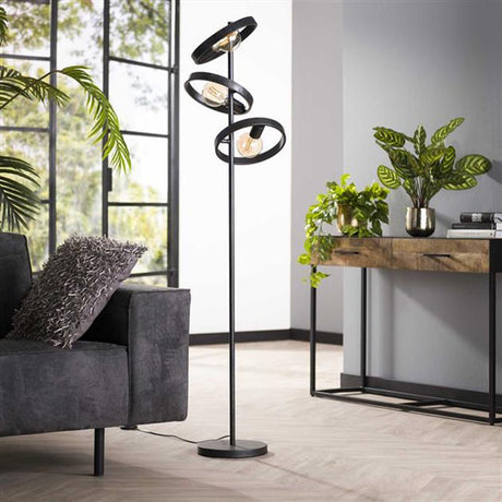 Stehlampe Otan DH Interior Anthrazit LxBxH 57x38x26 Metall Stimmungsvolles Foto diagonale Vorderansicht