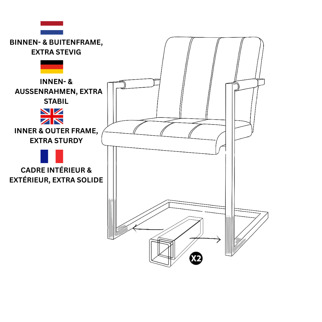 Eetkamerstoelen - Set van 4 Industriële Eetkamerstoelen Jackson Taupe - Microvezel - Met Armleuningen - Dimehouse