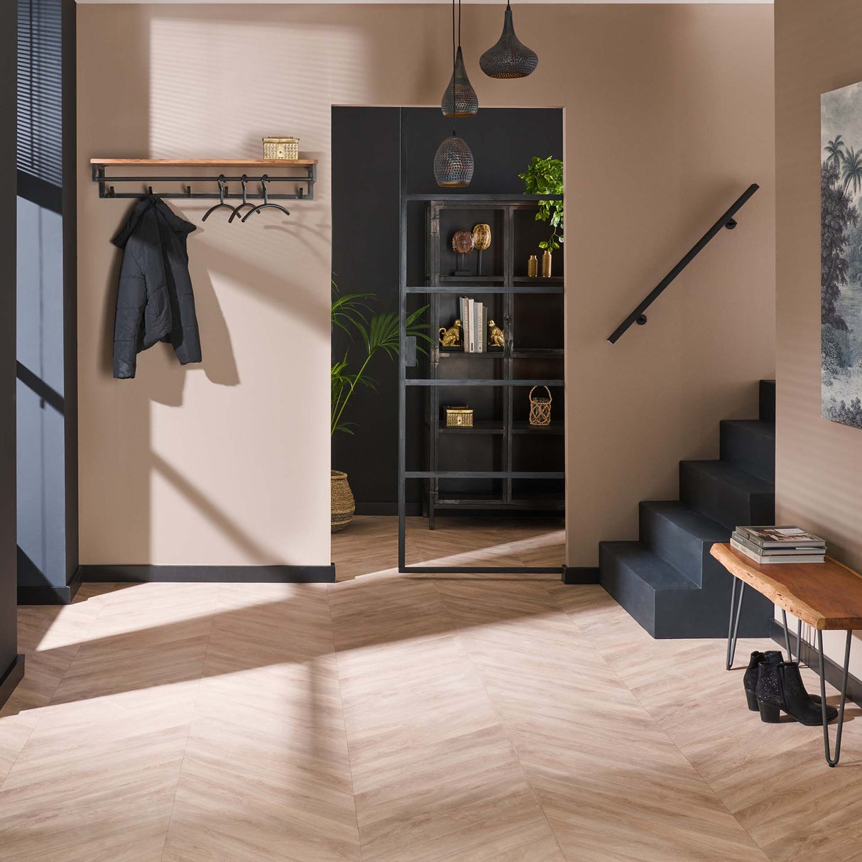 Garderobenständer Henry DH Interior Akazie LxBxH 106x42x22 Akazienholz Stimmungsvolles Foto Vorderansicht