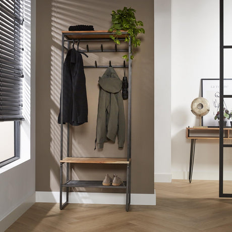 Garderobenständer Karl DH Interior Akazie LxBxH 182x70x35 Akazienholz Stimmungsvolles Foto Vorderansicht