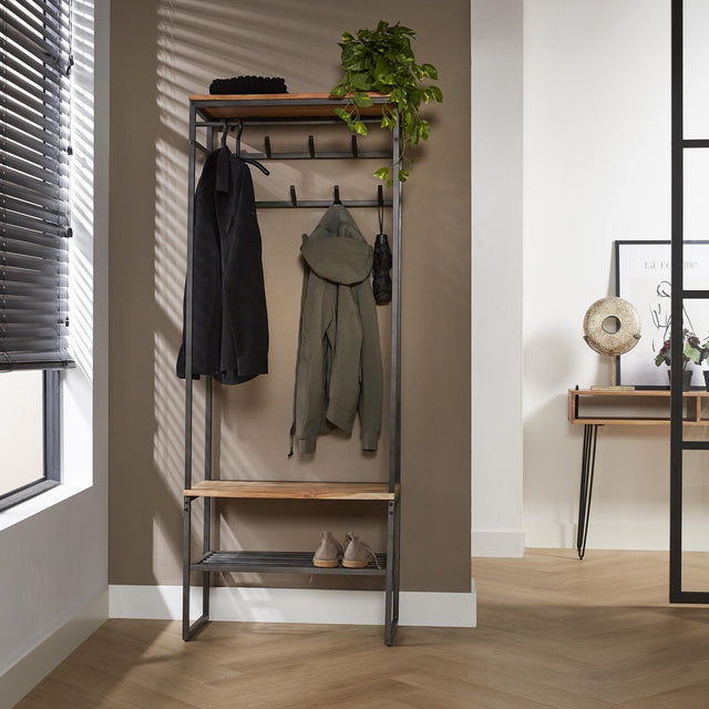 Garderobenständer Karl DH Interior Akazie LxBxH 182x70x35 Akazienholz Stimmungsvolles Foto Vorderansicht