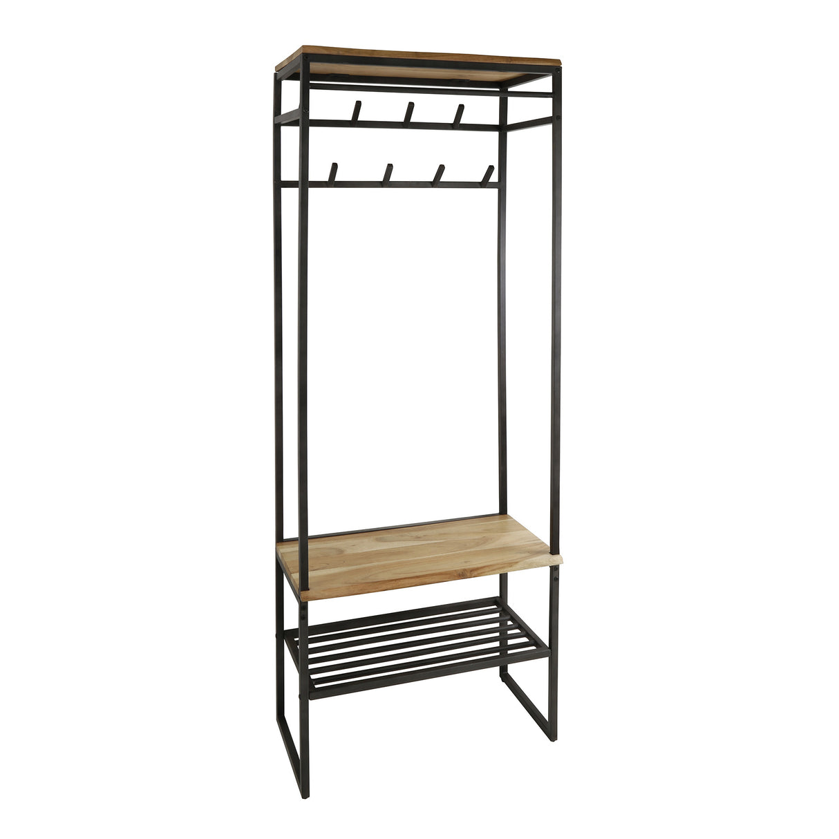 Garderobenständer Karl DH Interior Akazie LxBxH 182x70x35 Akazienholz Weiß Foto diagonale Vorderansicht