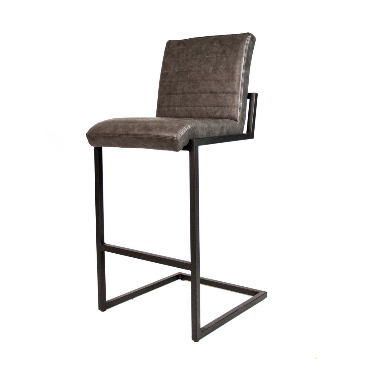 Barhocker Kuba Dimehouse Anthrazit LxBxH 93x58x53 Kunstleder Weißes Foto diagonale Vorderansicht