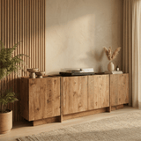 Dressoirs - Dressoir Japandi eikenlook melamine antraciet Lowen 180x45x80 cm - Dimehouse