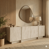 Dressoirs - Dressoir Japandi travertin melamine Lowen 180x45x80 cm - Dimehouse