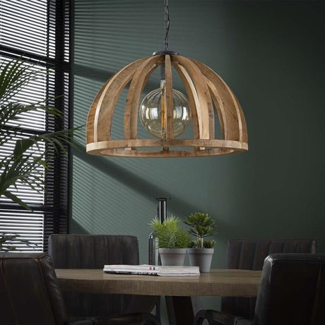 Hängelampe Madri DH Interior Mango LxBxH 69x69x50 Mangoholz Stimmungsvolles Foto von vorne