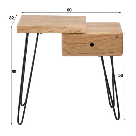 Nachttisch Aberdeen DH Interior Akazie LxBxH 63x42x25 Akazienholz Weiß Foto Größenangabe