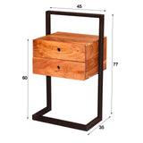 Nachttisch Camila 2L DH Interieur Akazie LxBxH 82x50x30 Akazienholz Weiß Foto Größenangabe