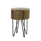 Nachttisch Hans DH Interior Mango LxBxH 45x45x30 Mangoholz Weißes Foto, diagonale Vorderansicht