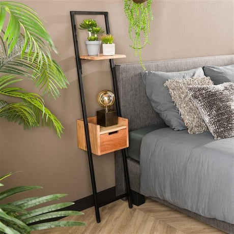 Nachttisch Vanessa DH Interior Akazie LxBxH 140x30x25 Akazienholz Stimmungsvolles Foto diagonale Vorderansicht