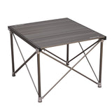 Campingtisch klappbar aus Aluminium 72x65x51 cm Dimehouse Schwarz LxBxH 81x18x18 Aluminium Weißes Foto diagonal von vorne