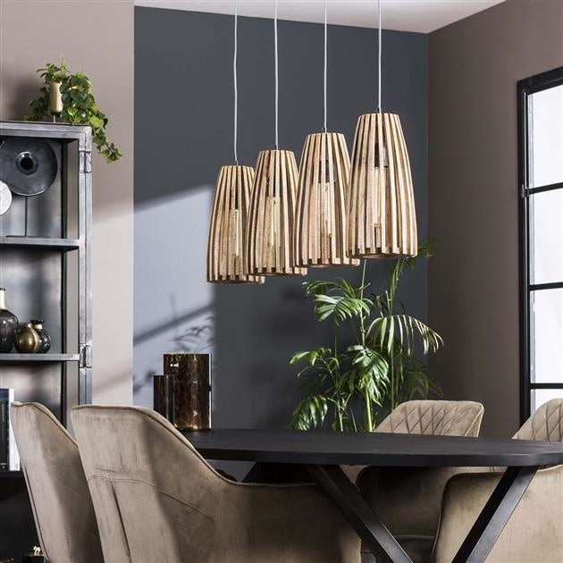Hängelampe Elias DH Interior Mango LxBxH 140x42x20 Mangoholz Stimmungsvolles Foto von vorne