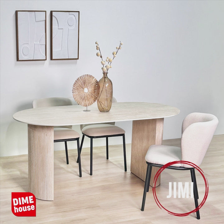 Oval Esstisch Jimi 180x90 cm Travertinbeige