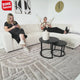 Ecksofa cremefarbener, superweicher Rippstoff Gavi – rechts