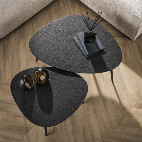 Couchtisch Luna DH Interior Grau LxBxH 83x13x12 Grau Stimmungsvolle Foto-Eckeinstellung mit diagonaler Vorderansicht
