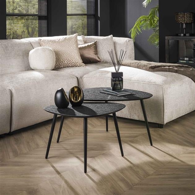 Couchtisch Luna DH Interior Grau LxBxH 83x13x12 Grau Ambientefoto diagonale Vorderansicht