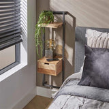 Nachttisch Naomi DH Interior Akazie LxBxH 103x35x20 Akazienholz Stimmungsvolles Foto diagonale Vorderansicht
