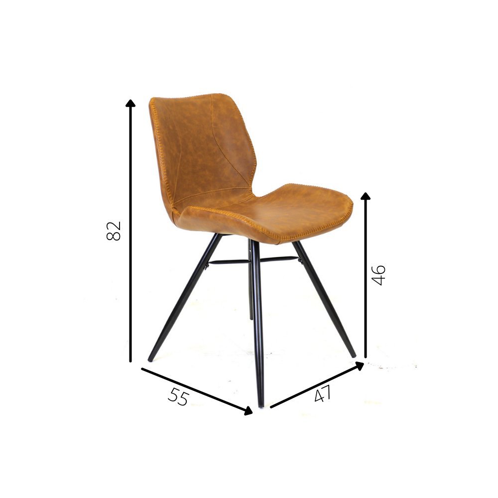 Esszimmerstuhl Schönes Kunstleder Dimehouse Cognac LxBxH 72x68x50 Kunstleder Weiße Fotogrößenangabe