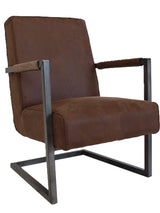 Sessel Tiger Dimehouse Braun LxBxH 69x58x41 Öko-Leder Weißes Foto, diagonale Vorderansicht