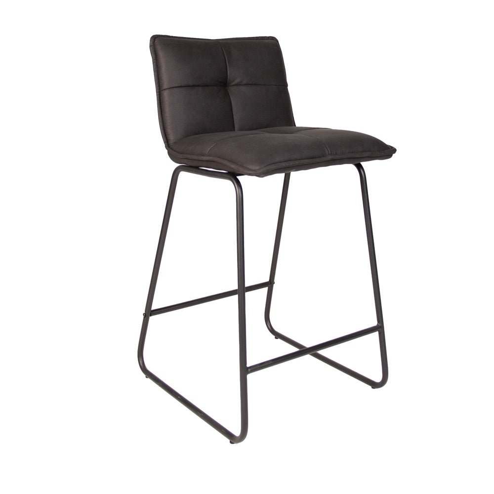 Barhocker Jelle Dimehouse Anthrazit LxBxH 63x56x49 Mikrofaser Weißes Foto diagonale Vorderansicht