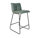 Barhocker Jelle Dimehouse Grün LxBxH 63x56x49 Mikrofaser Weißes Foto diagonale Vorderansicht