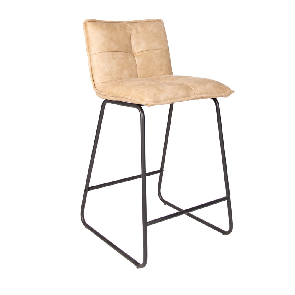 Barhocker Jelle Dimehouse Champagner LxBxH 63x56x49 Mikrofaser Weißes Foto, diagonale Vorderansicht