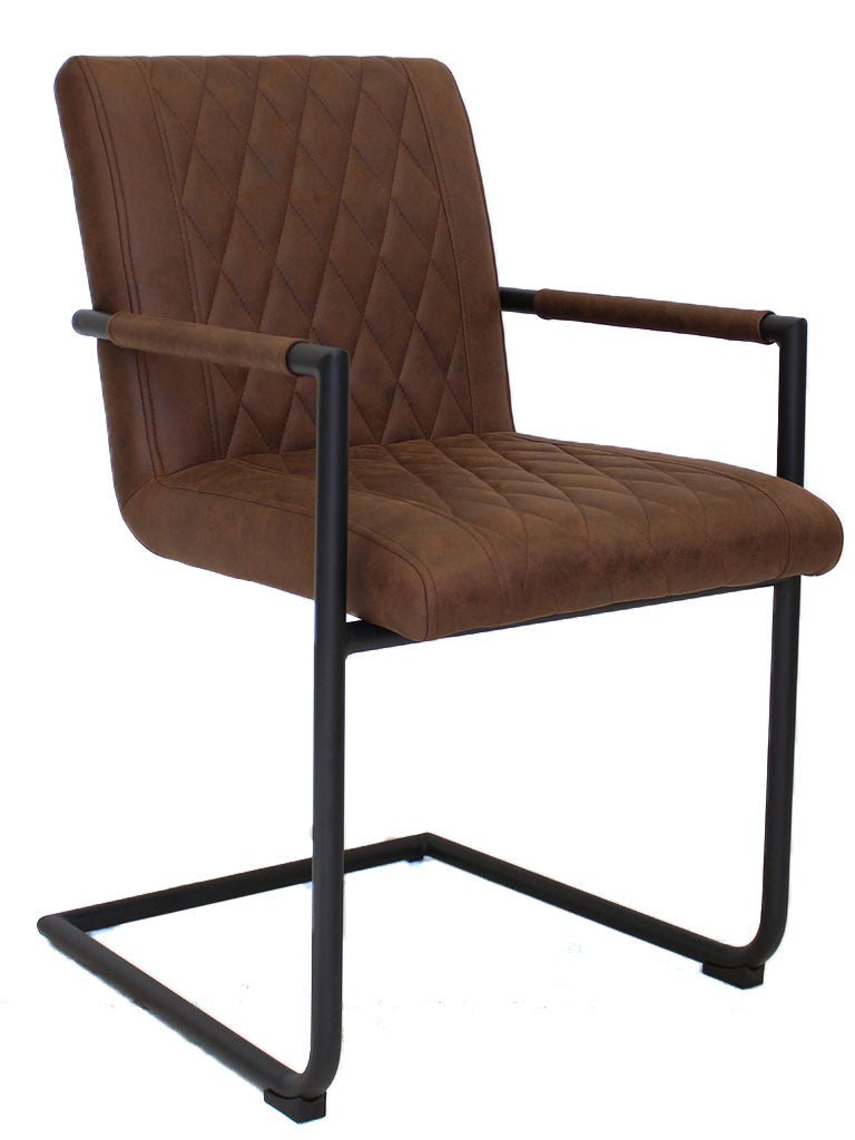 Esszimmerstuhl Dekan Dimehouse Braun LxBxH 70x58x57 Stoff Weißes Foto diagonale Vorderansicht