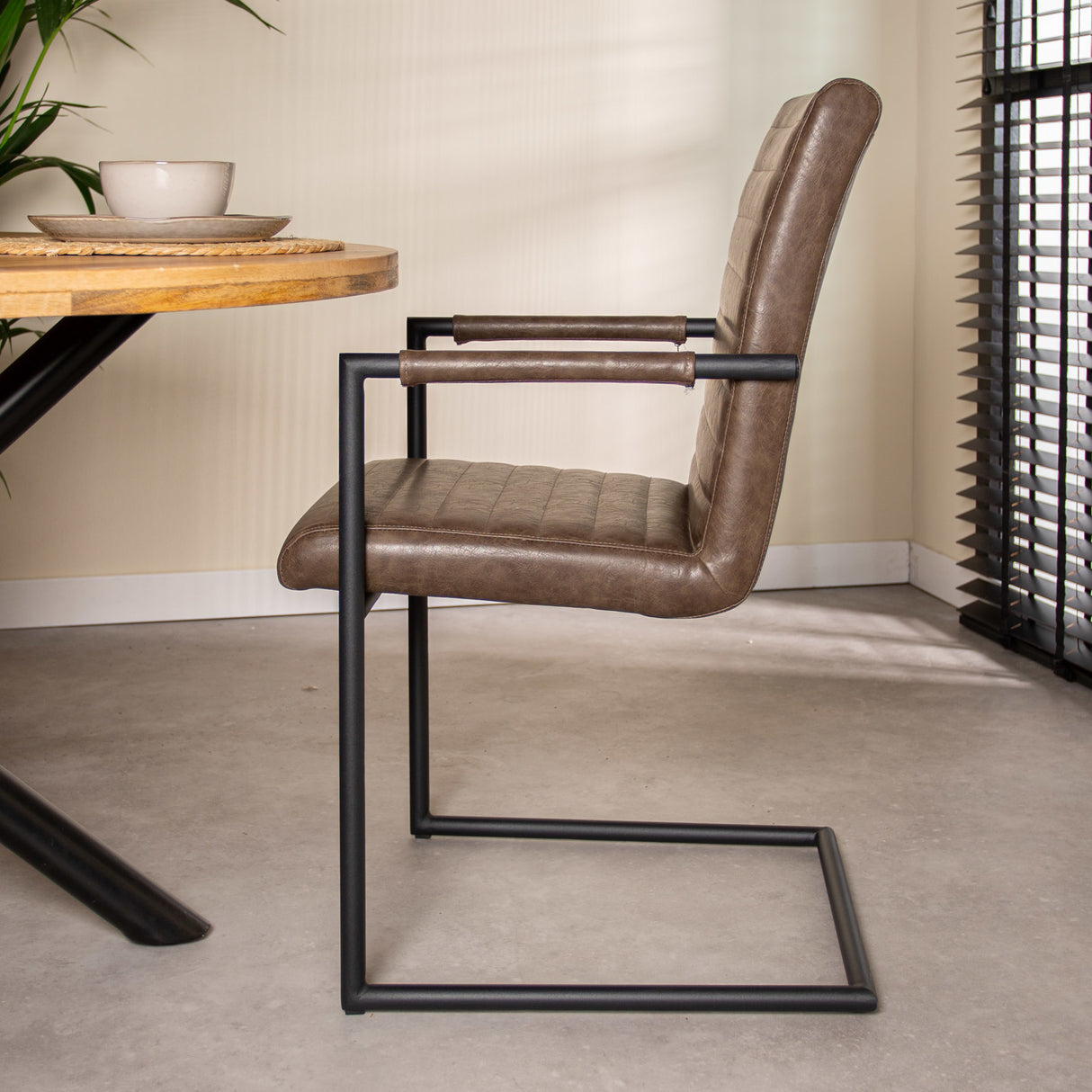 Esszimmerstuhl BHs Dimehouse Taupe LxBxH 73x59x58 Kunstleder Stimmungsvolle Foto-Seitenansicht