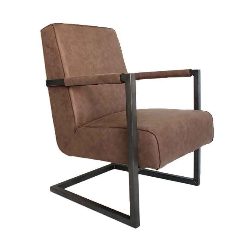 Sessel Tiger Dimehouse Taupe LxBxH 69x58x49 Öko-Leder Weißes Foto, diagonale Vorderansicht