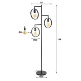 Stehleuchte Fabiola DH Interior Anthrazit LxBxH 61x61x12 Metall Weiß Fotogrößenangabe