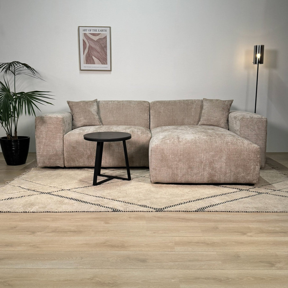 Banken - Hoekbank beige chenille Wayne 264 cm - hoek links en rechts monteerbaar - Dimehouse