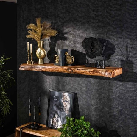 Wandregal Youri DH Interior Akazie LxBxH 156x31x13 Akazienholz Stimmungsvolles Foto diagonale Vorderansicht