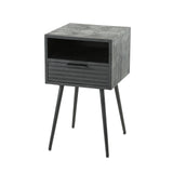 Nachttisch Hazel DH Interior Mango LxBxH 41x41x31 Mangoholz Weißes Foto, diagonale Vorderansicht