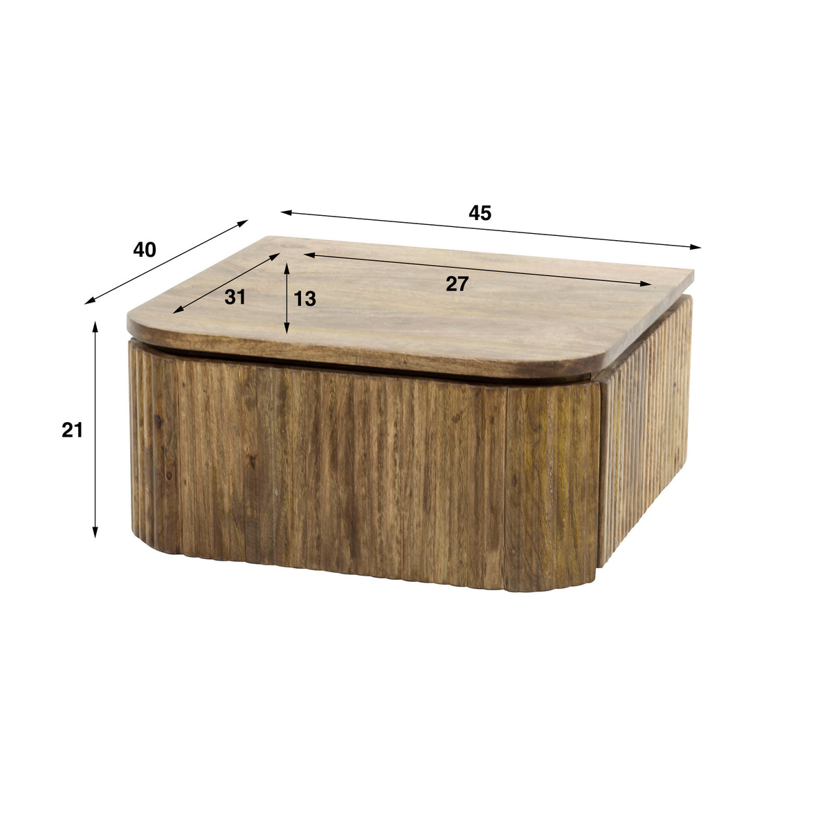 Nachttisch Maria DH Interior Mango LxBxH 51x47x27 Mangoholz Weiße Fotogrößenangabe