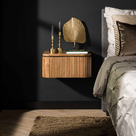 Nachttisch Maria DH Interior Mango LxBxH 51x47x27 Mangoholz Stimmungsvolles Foto von vorne